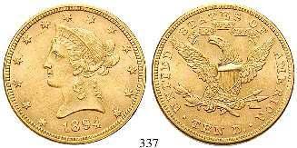 Friedb.160; KM 102. ss 570,- 334 10 Dollars 1882, Philadelphia. Liberty. Gold.