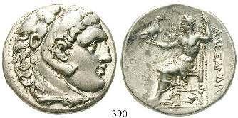 17,15 g. Kopf des Herakles r. im Löwenfell / Thronender Zeus l., hält Adler und Zepter; Beizeichen Mongramme. Price 536.