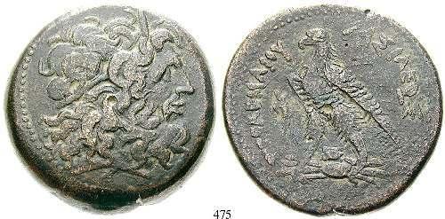 473 Ptolemaios IV., 221-205 v.chr. Bronze 36 mm 221-205 v.chr., Alexandria. 42,39 g. Kopf des Zeus-Ammon r. mit Diadem / Adler l.