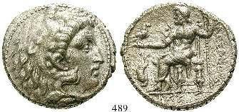 vz 480,- 490 Tetradrachme 3.Jh. v.chr. 15,53 g. Nachahmung einer Tetradrachme Alexanders des Grossen (336-323 v.chr.): Kopf des Herakles r. im Löwenfell / Thronender Zeus l.