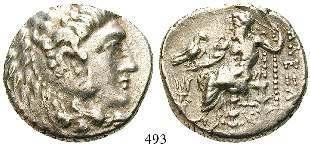 Van Arsdell 531-1. ss-vz 300,- 491 Tetradrachme 3.Jh. v.chr. 15,75 g. Nachahmung einer Tetradrachme Alexanders des Grossen (336-323 v.chr.): Kopf des Herakles r. im Löwenfell / Thronender Zeus l.