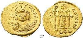 Sear 345. schöne Darstellung der Constantinopolis. leichte Korrosion auf Vs., f.vz 500,- 33 Solidus 659-661, Constantinopel. 4,49 g.