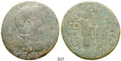 LYDIEN, THYATEIRA 506 Domitia, Frau des Domitianus, + nach 126 Bronze 19 mm 81-96. 3,48 g. Drapierte Büste der Domitia r. / Dreifuß des Apollon. RPC 945. selten. f.