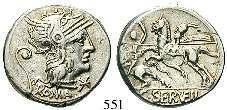 Cr.38/7. hellgrüne Patina. leicht belegt, f.ss/ss 120,- 550 Cn. Domitius Ahenobarbus, 128 v.chr. Denar 128 v.chr., Rom. 3,15 g.