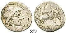 herrliches Portrait, schöne dunkle Tönung. ss-vz/ss+ 300,- 557 C. Vibius, 90 v.chr. Denar 90 v.chr., Rom. 3,91 g. Kopf des Apollo r.