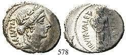 Hostilius Saserna gedachte mit diesem herrlichen Denar an zwei wichtige Erfolge Caesars.