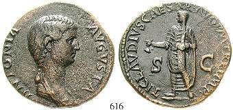 Me-Dupondius 37-41 n.chr., Rom. 13,85 g. Germanicus steht mit Adlerzepter in Quadriga r.