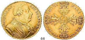 950,- 43 Dukat 1737, Berlin EGN. 3,45 g. Geharnischtes Brustbild r. / Gekrönter Ordensstern des Schwarzer-Adler-Ordens. Gold.
