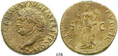ss+ 180,- 658 Titus, 79-81 Me-Sesterz 80, Rom. 22,58 g. Kopf l.