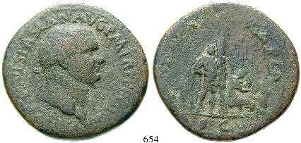 ss 330,- 650 Vespasianus, 69-79 Denar 69-71, Rom. 3,27 g. Kopf r.