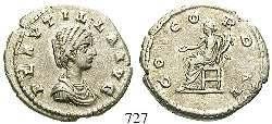 727 Plautilla, Frau des Caracalla, +211 Denar 202, Laodicea. 3,76 g. Drapierte Büste r.