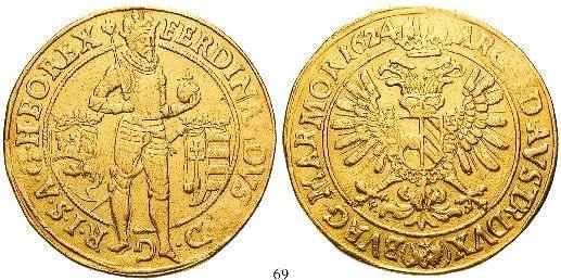 Stehende Kaiserin / Strahlende Madonna auf Mondsichel, darunter kleines Wappen. Gold. Friedb.