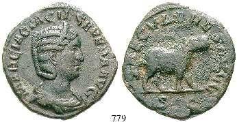 und Philippus II. sitzen nebeneinander auf curulischen Stühlen. RIC 267a. dunkelbraune Patina.
