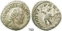 RIC 79. attraktives Portrait. Vs. leicht belegt, vz-st 170,- 788 Antoninian 251-253, Rom. 3,62 g. Drapierte Büste r.