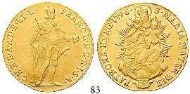 97 1/4 Dukat 1719. Ovales Wappen unter Kardinalshut / St.
