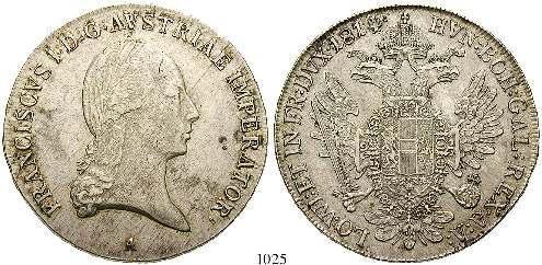 ), 1792-1835 Taler 1814, A. 28,14 g. Herinek 291f; Dav.6. ss+/vz 220,- 1020 Franz I.