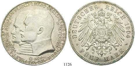 1126 5 Mark 1904. Philipp der Großmütige. J.75.
