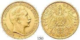 Gold. J.292. ss+ 260,- 148 20 Mark 1910, A.