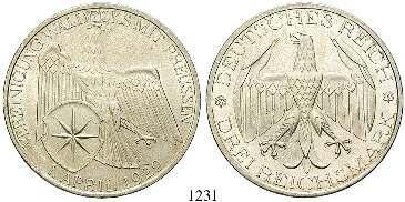 st 500,- 83 1231 3 Reichsmark 1929, A. Waldeck. J.337. kl. Rdf., f.