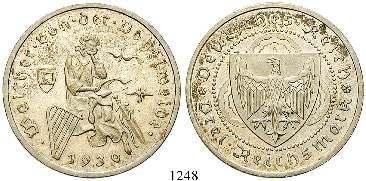 st/st 70,- 1257 3 Reichsmark 1930, A. Rheinlandräumung. J.345. kl.
