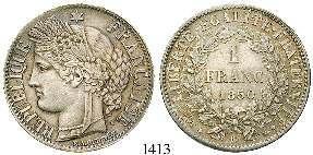1413 Franc 1850, BB Strasbourg. Cereskopf. Mzz.