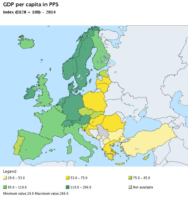 BIP pro Kopf (KKS), 2014 Die