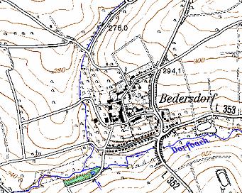 Urkundlich wurde Bedersdorf erstmals im Jahr 1030 erwähnt, als die Markgräfin Jutta von Lothringen Güter und Rechte, an den Zehnten von Beterstorf der Abtei St. Matthias in Trier schenkte.