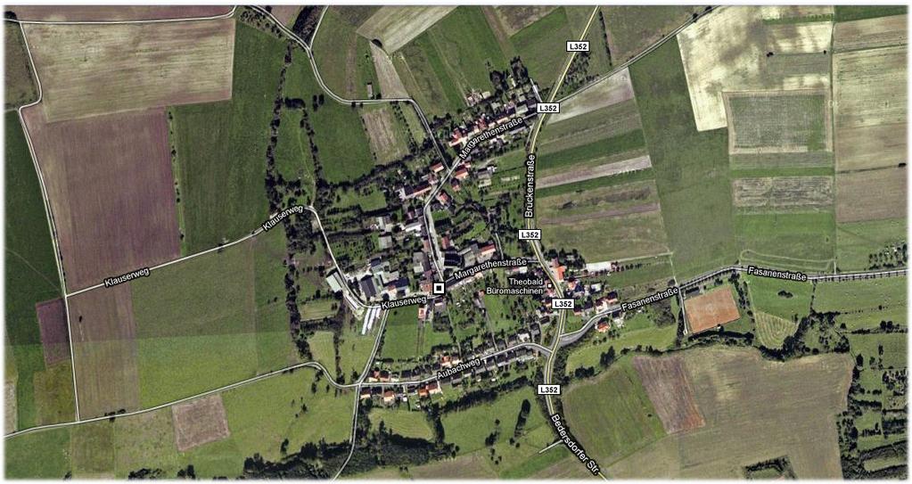 Satelittenbild von Bedersdorf mit Lage des