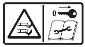Warnhinweise oder Bildzeichen auf der Maschine * Bedienungsanleitung lesen oder Abstand halten oder oder oder Vorsicht -