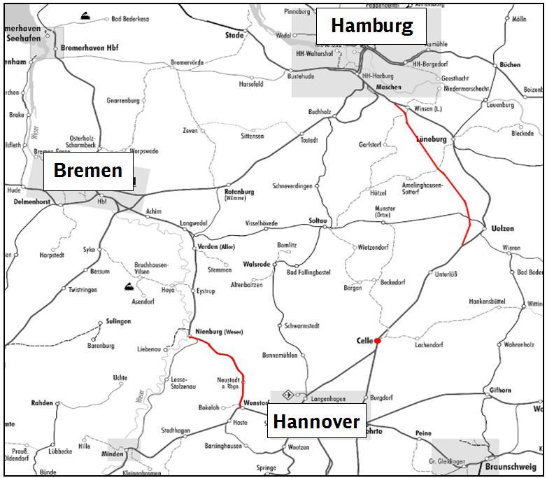 Zusätzlich sind punktuelle Maßnahmen zwischen Nienburg und Wunstorf erforderlich.