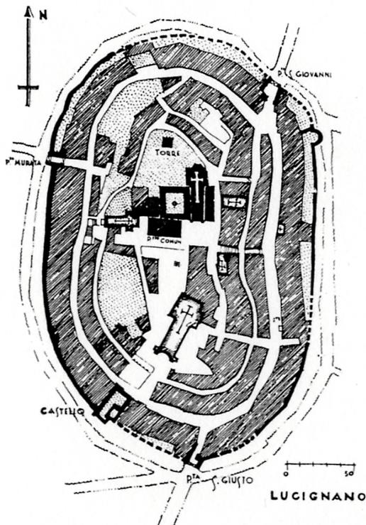 LXIV. Abbildung 12 (Stadt, K6) Die im Mittelalter gegründete Stadt Lucignano baut auf einem