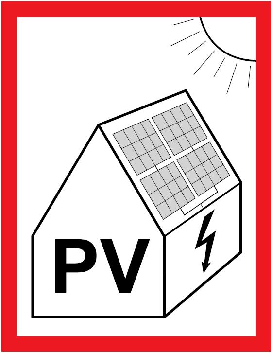 Hinweisschild PV-Generator Modulanschlussleitung (Gleichstromverkabelung) DC -Freischalter (Pflicht seit