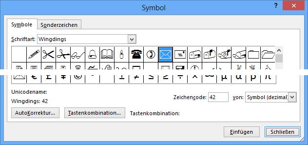 Symbole einfügen In Ihre Vorlage können Sie auch verschiedene Symbole einfügen.