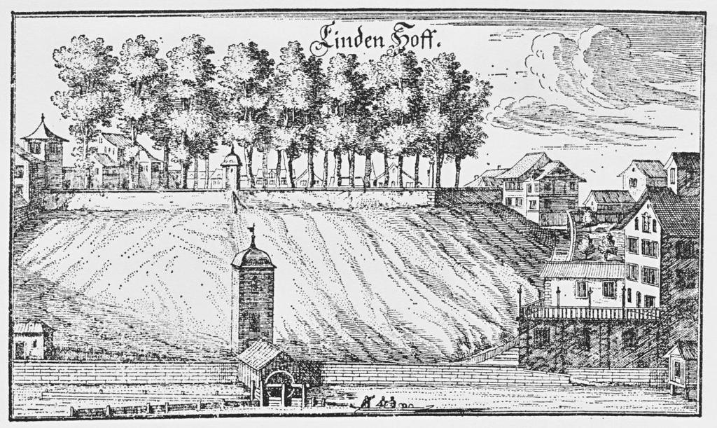 14.Jh. Der Lindenhof diente als Gerichtsstätte. Zeitweise wurden Bestattungen vorgenommen. 1422 (evtl.
