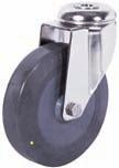 Stainless steel institutional swivel castors with electrically conductive PEVOTHAN wheels Stainless steel bracket. With wheels series 85 XPU (80 Shore A) with plain bearing (/1).