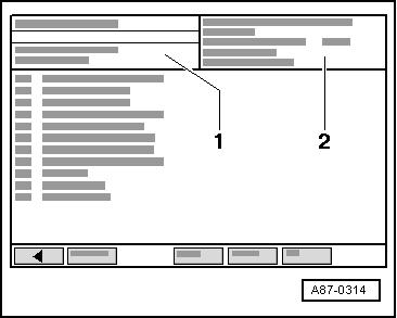Page 3 of 7 Anzeige am Display des V.A.S 5051: Im Anzeigefeld -1- erfolgt die Aufforderung zur Eingabe einer Anzeigengruppe. Im Anzeigefeld -2- wird eine Eingabetastatur angezeigt.