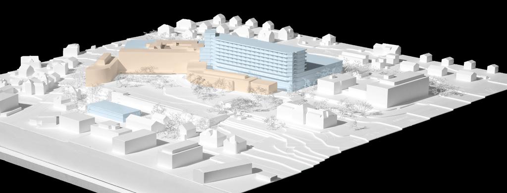 Das Spital Uster verfügt heute Ambulante über 207 Betten Behandlungsräume Empfangsbereich im Gelenkbau Neubau für den Akutbereich mit zwei neuen Stationen und Raum für 64 zusätzliche Betten