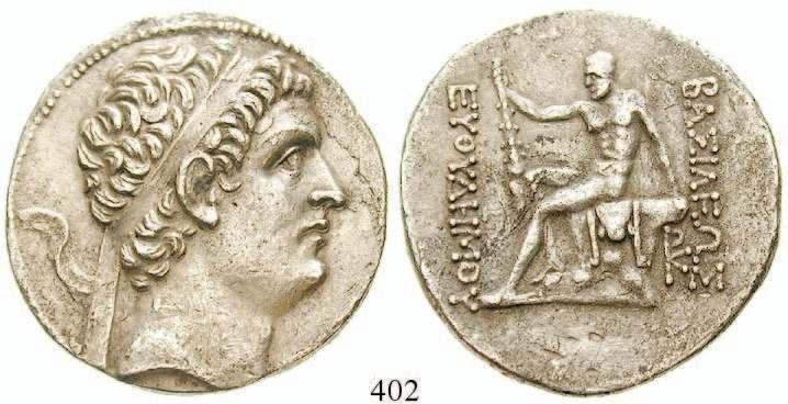 ss-vz 150,- 404 Apollodotos I., 160-150 v.chr. Bronze 17 mm 80-65, Taxila. 2,32 g. Drapierte Büste r.