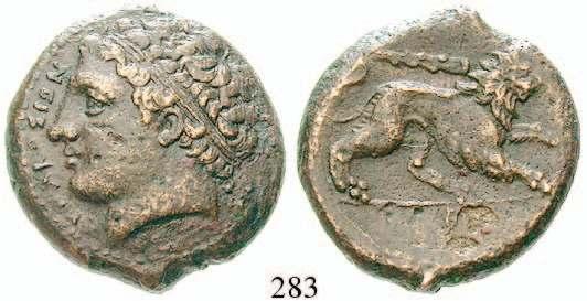 im korinthischen Helm / Pegasus fliegt l., darunter Triskeles. Calciati 17; SNG Ashmolean 2082.