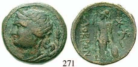 350,- ITALIEN-BRUTTIUM, BRETTIER 269 Bronze 21 mm 214-211 v.chr. 7,21 g. Kopf des Zeus r.
