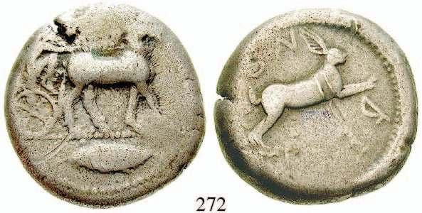 grüne Patina. f.ss 140,- ITALIEN-BRUTTIUM, KROTON 270 Stater 475-400 v.chr. 7,73 g.
