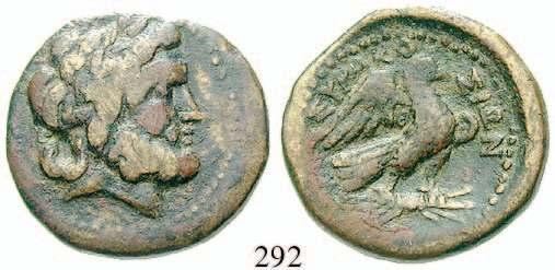 ss 120,- 287 Bronze 27 mm 263-241 v.chr. 17,81 g. Kopf l. mit Diadaem / Reiter r. mit Lanze. SNG Cop.834f.