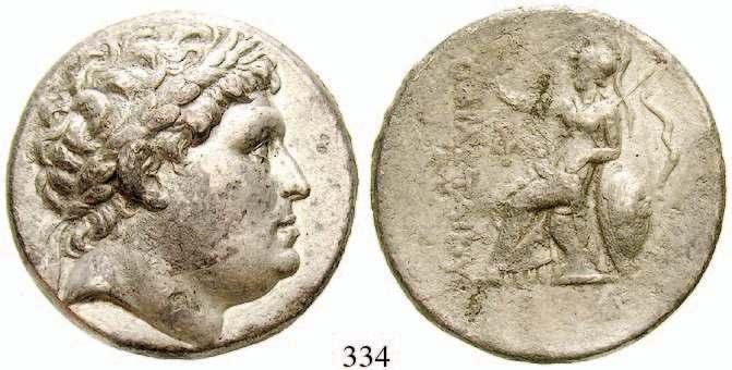 600,- KORINTH 327 Drachme 4./.3 Jh.v.Chr. 2,12 g. Pegasus fliegt l., unten Beizeichen / Kopf der Nymphe Peirene l., dahinter Monogramm. SNG Cop.162var. Tönung. f.ss 130,- MYSIEN, KGR.