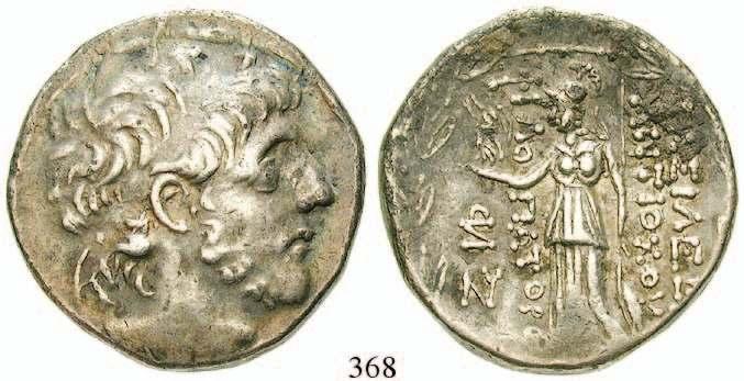 368 Antiochos IX., 113-95 v.chr. Tetradrachme 113-95 v.chr., unbest. nordsyr. Mzst. 16,31 g. Kopf r.