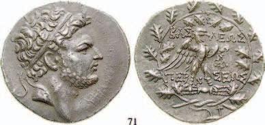 Kopf des Perseus mit Diadem r. / Adler auf Blitzbündel r., oben F, zw.