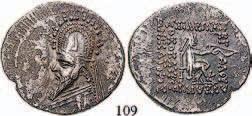 PARTHIEN, KÖNIGREICH 109 Gotarzes I., 95-87 v.chr.. Drachme, Ekbatana. Büste l. mit Tiara / Bogenschütze r. Sellw.33.