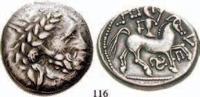im Löwenfell / Thronender Zeus hält Zepter und Adler, Beizeichen: kleine Figur, rechts abstrakte Legende.