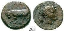 SIZILIEN, GELA 263 AE-Tetras 420-405 v.chr. 4,46 g. Stier stößt l.