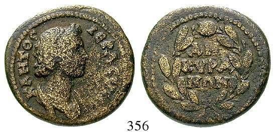 ss 70,- 338 Bronze 11 mm 387-295 v.chr. 0,85 g. Biene / Hirsch l., Kopf r.; i.f.l. Beamtenname. BMC 64vgl. erdige/schwarze Patina.
