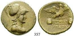 LYDIEN, TRALLEIS 355 Bronze um 200-27 v.chr. 7,29 g. Kopf des Zeus r. mit Lorbeerkranz / Blitzbündel im Lorbeerkranz. SNG v.aul.